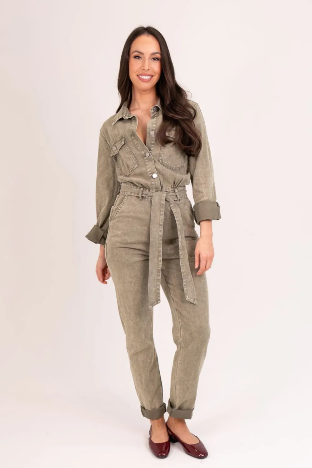 The Walk in Wardrobe Jumpsuits & Playsuits>Cora Tie Waist Jumpsuit In Neutral