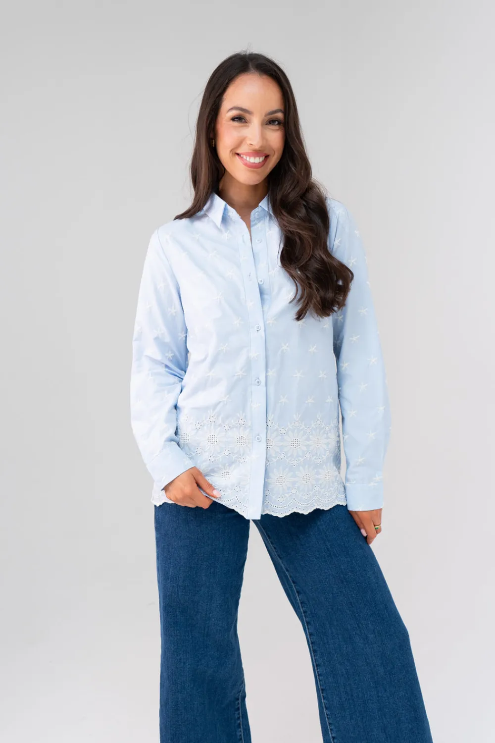 The Walk in Wardrobe Shirts>Ella Embroidered Shirt In Yellow