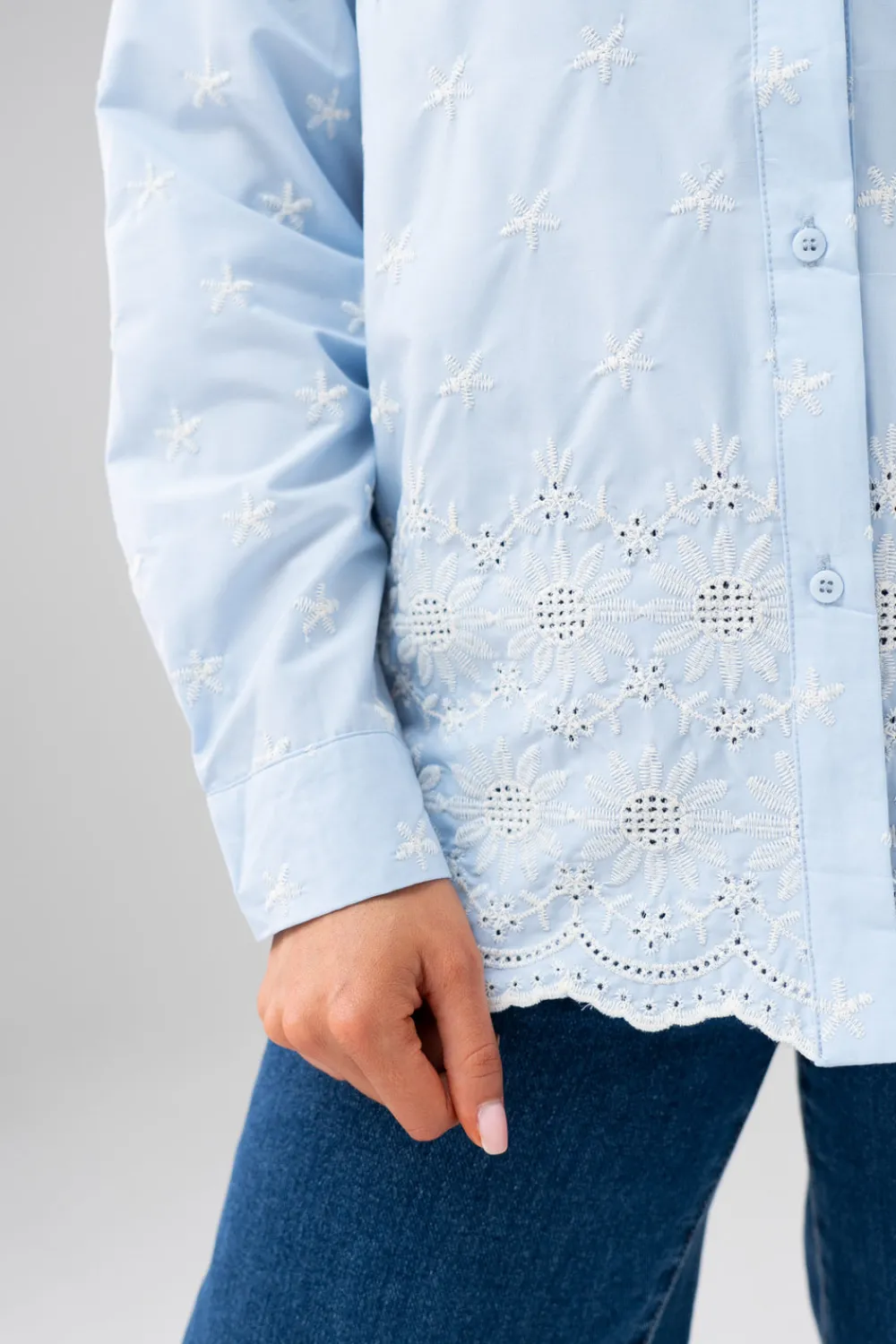 The Walk in Wardrobe Shirts>Ella Embroidered Shirt In Yellow