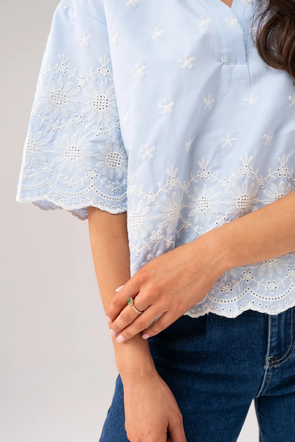 The Walk in Wardrobe Shirts>Ella Floral Embroidered Blouse In Yellow