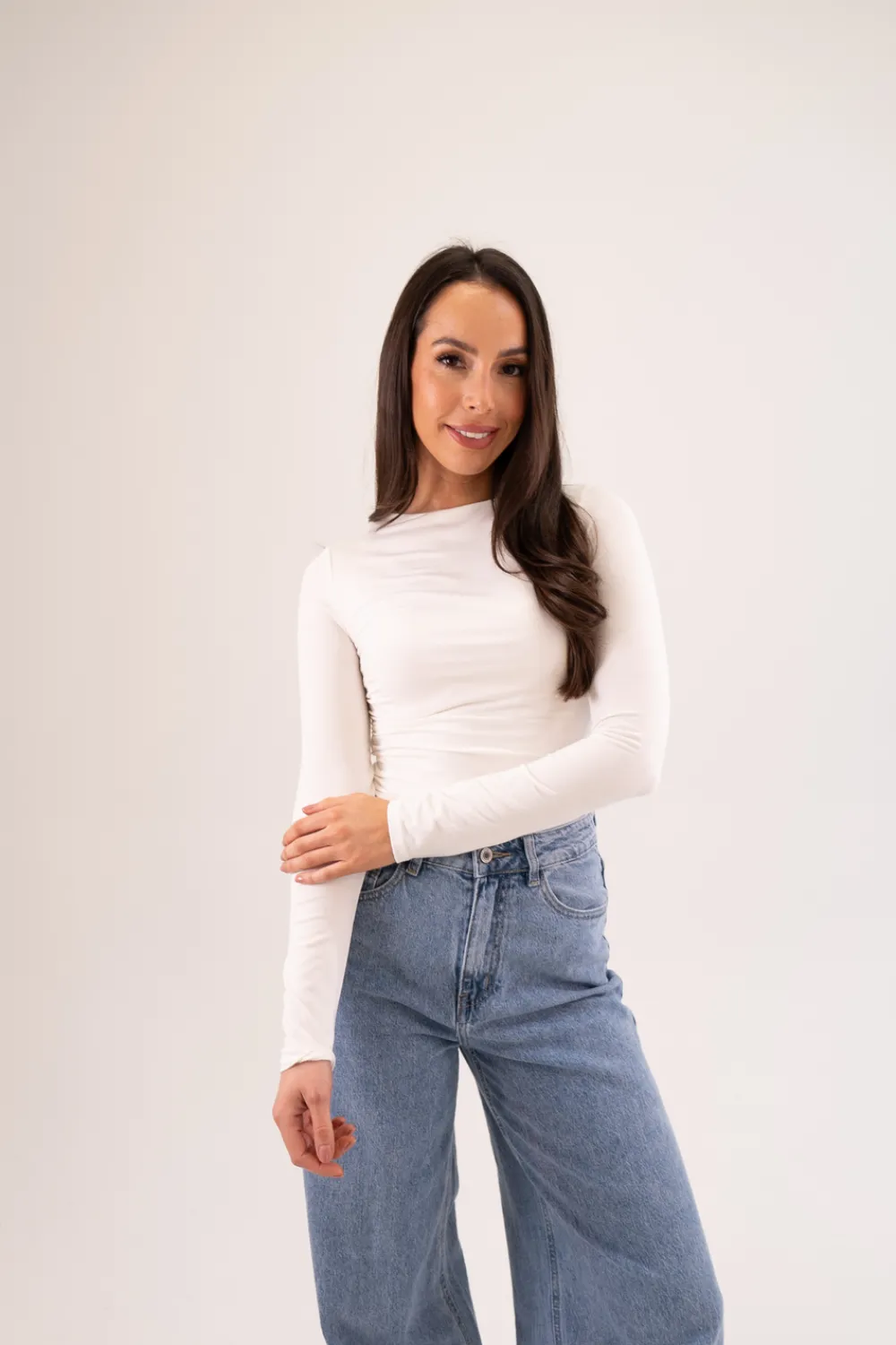 The Walk in Wardrobe Tops>Erica Long Sleeve Top In Pale Green