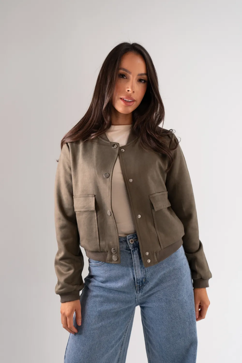 The Walk in Wardrobe Coats & Jackets>Harper Faux Suede Bomber Jacket In Navy