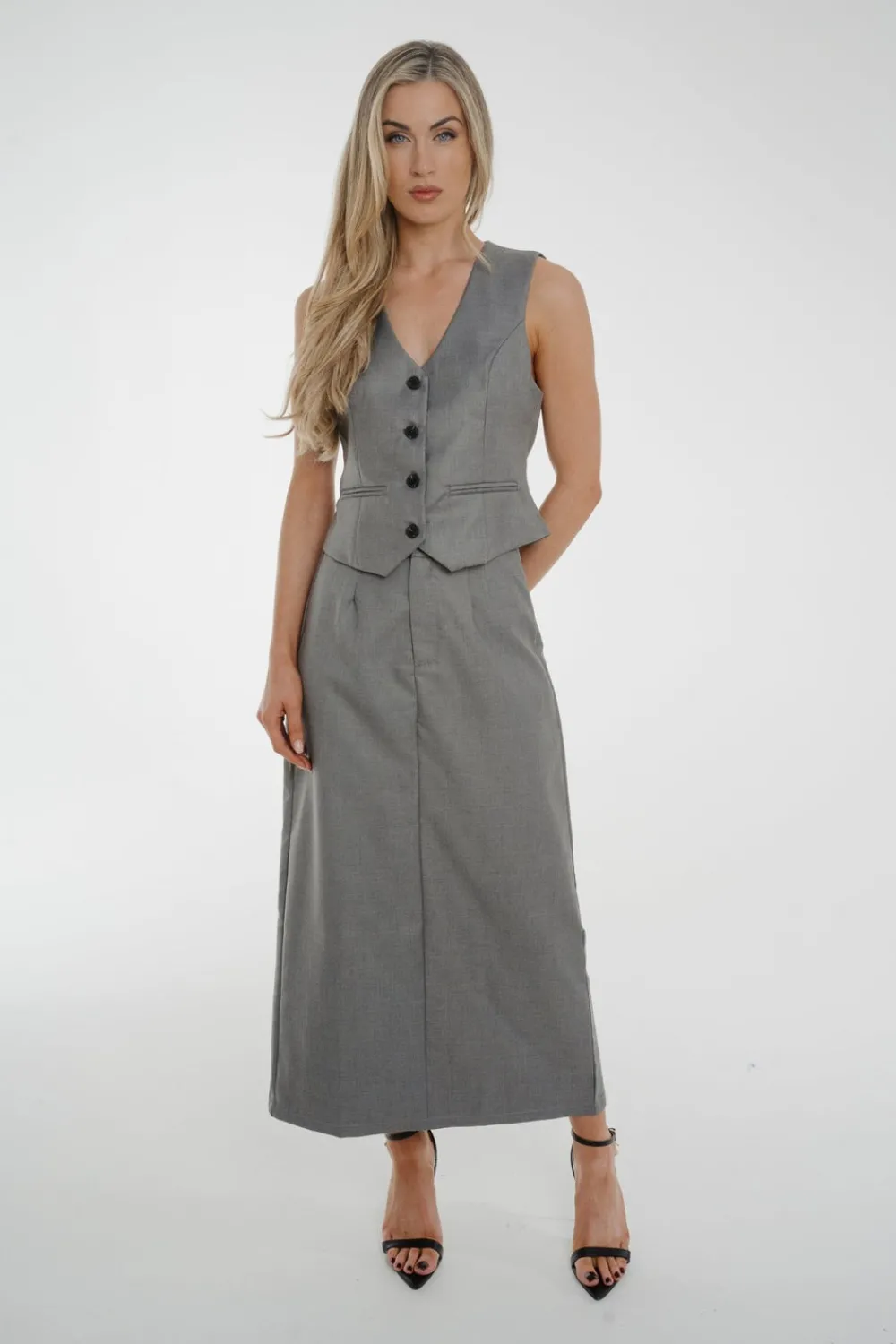 The Walk in Wardrobe Skirts & Skorts>Holly Midi Skirt In Grey