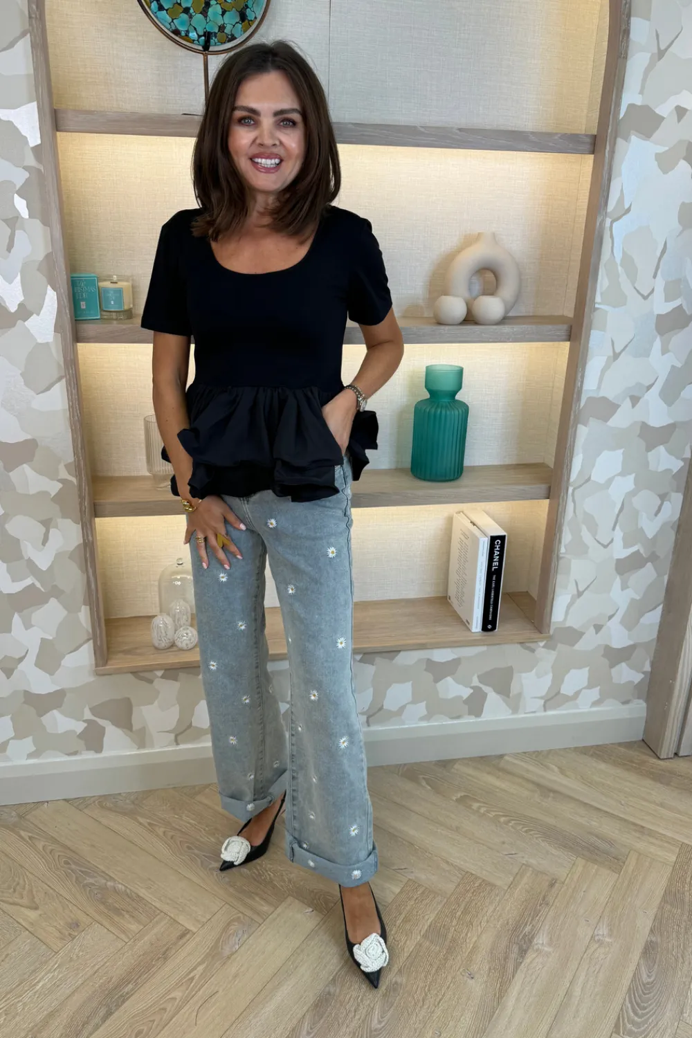 The Walk in Wardrobe Tops|T-Shirts>Holly Peplum Frill T-Shirt In White