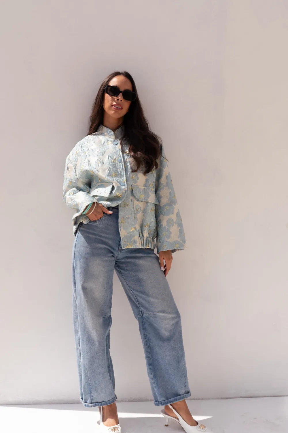 The Walk in Wardrobe Coats & Jackets>Iris Floral Print Bomber Jacket In Pink
