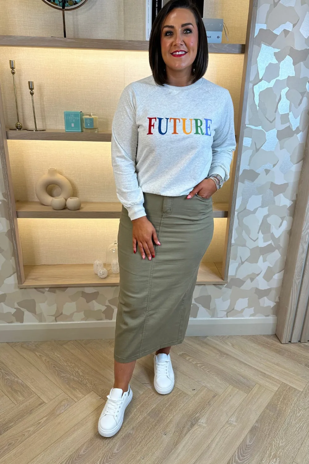 The Walk in Wardrobe Skirts & Skorts>Ivy Midi Skirt In Khaki