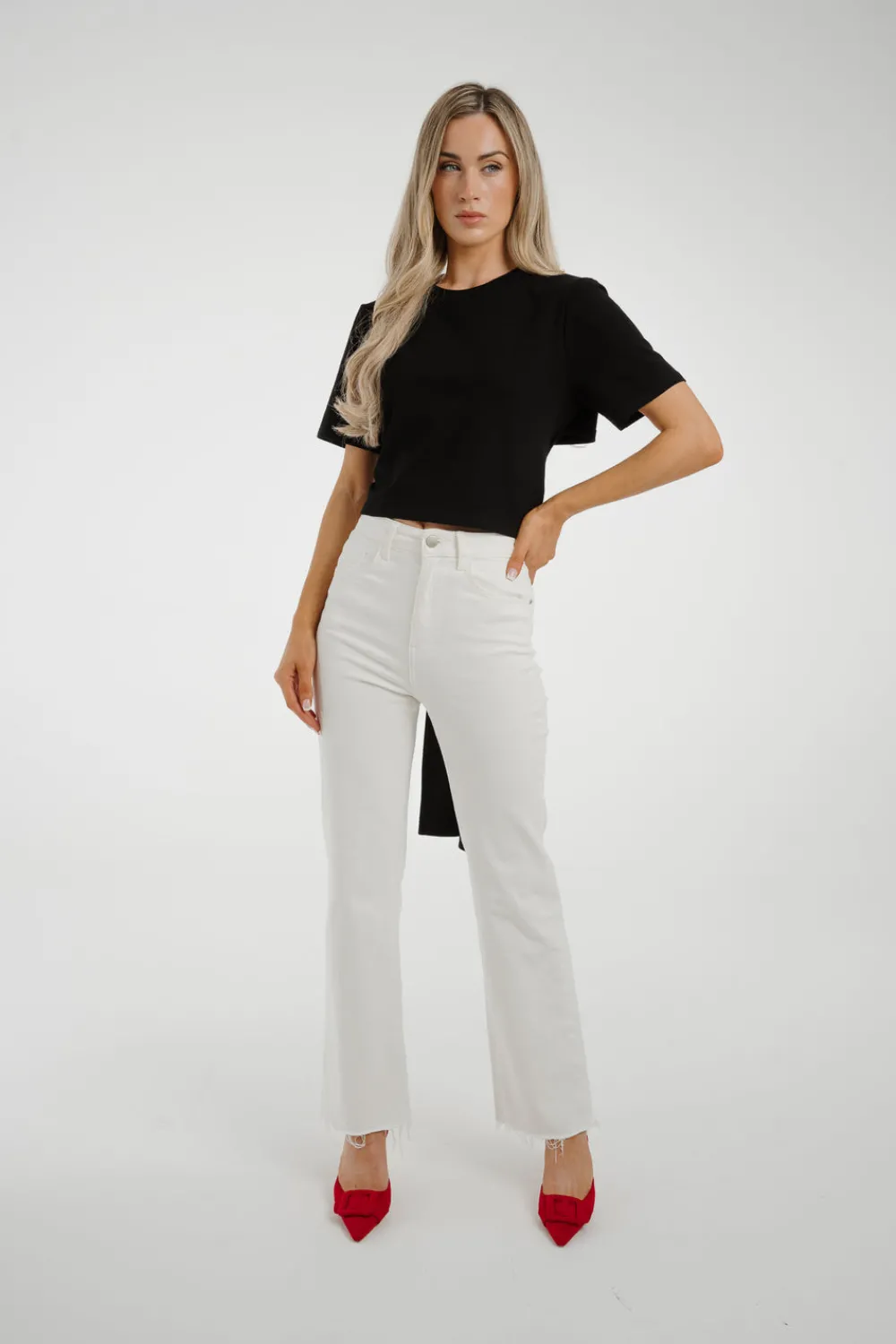 The Walk in Wardrobe Tops|T-Shirts>Jasmine Tie Detail T-Shirt In White