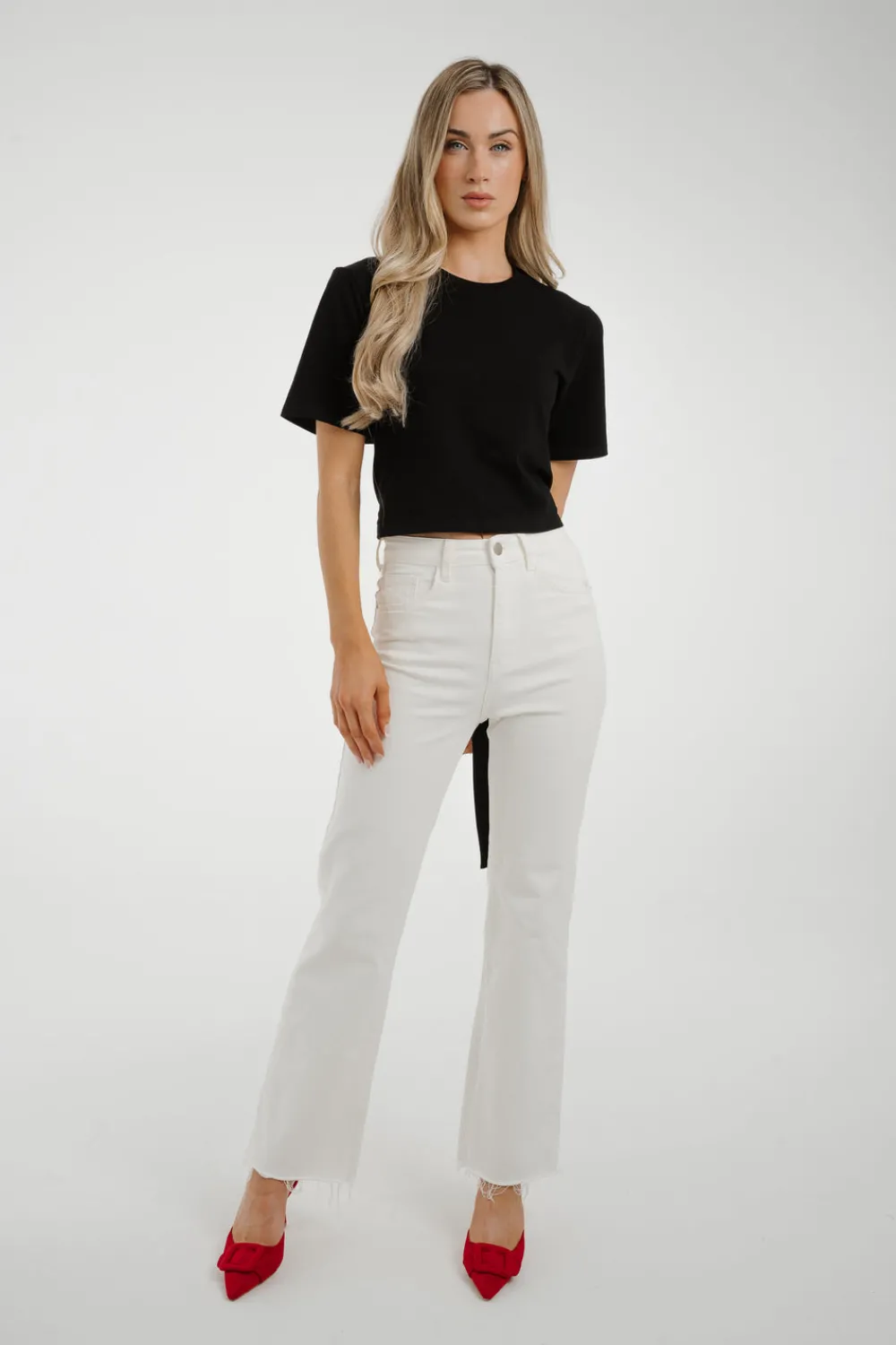 The Walk in Wardrobe Tops|T-Shirts>Jasmine Tie Detail T-Shirt In White