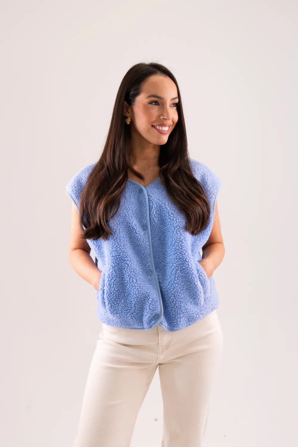 The Walk in Wardrobe Tops>Kendra Fleece Waistcoat In Orange