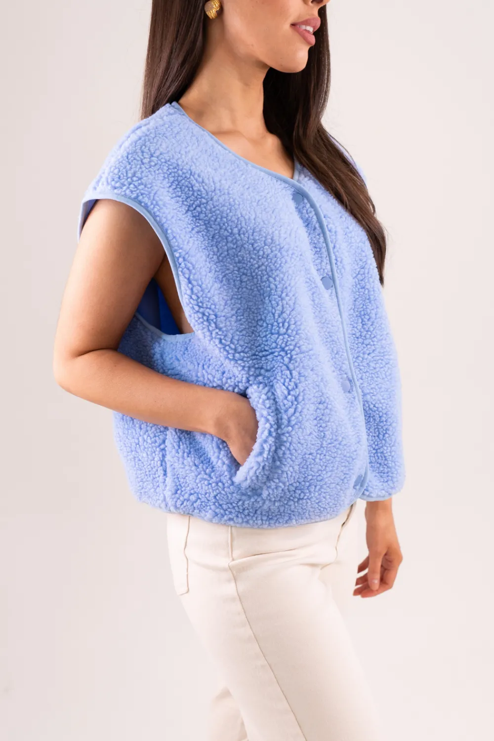 The Walk in Wardrobe Tops>Kendra Fleece Waistcoat In Orange