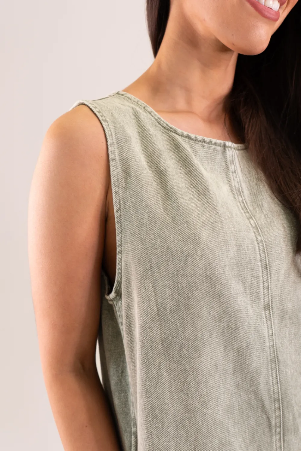 The Walk in Wardrobe Mini Dresses>Kiera Denim Shift Dress In Light Wash