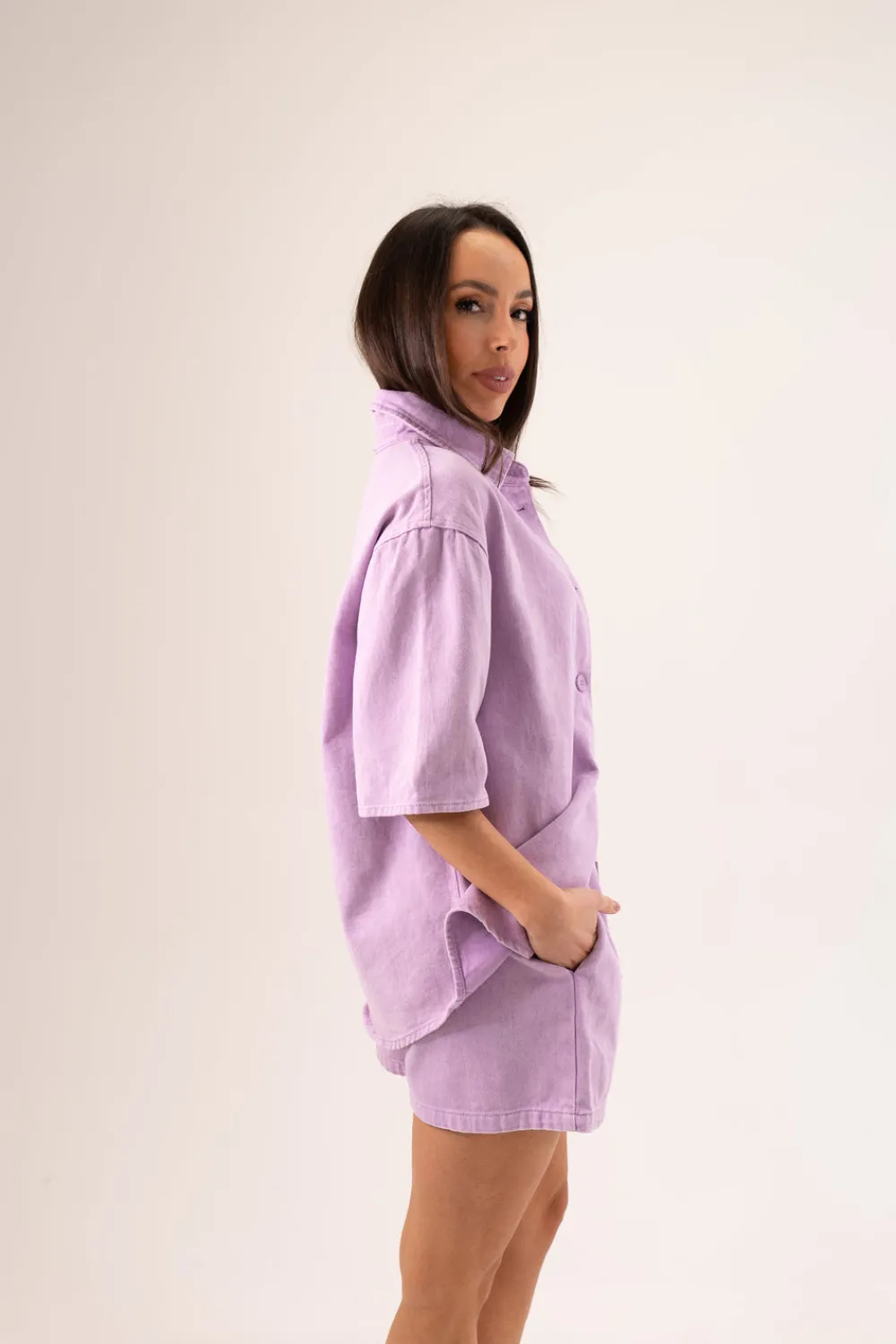 The Walk in Wardrobe Shirts>Kiera Denim Shirt In Lilac