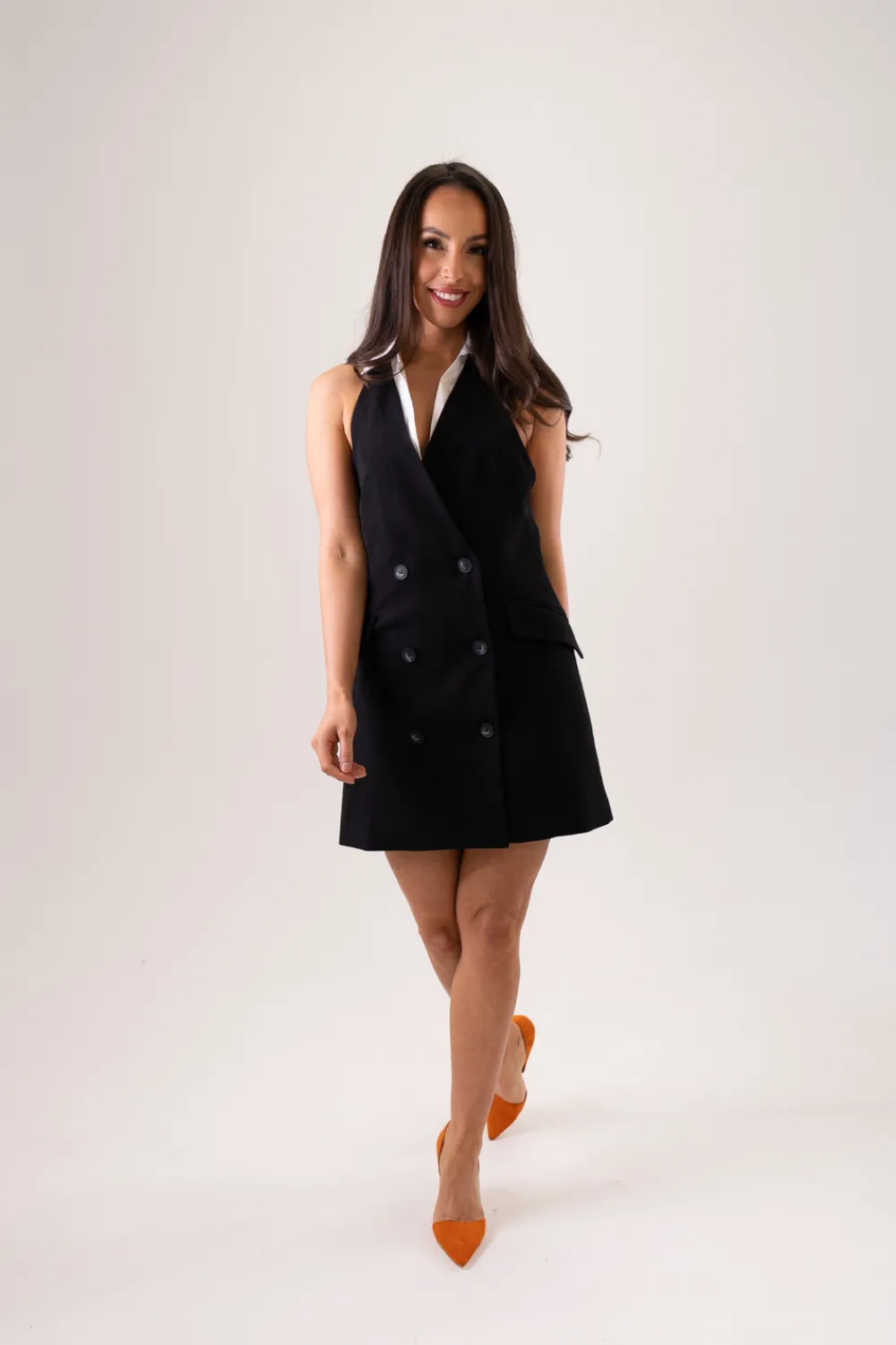 The Walk in Wardrobe Mini Dresses>Kiera Halter Blazer Dress In Black