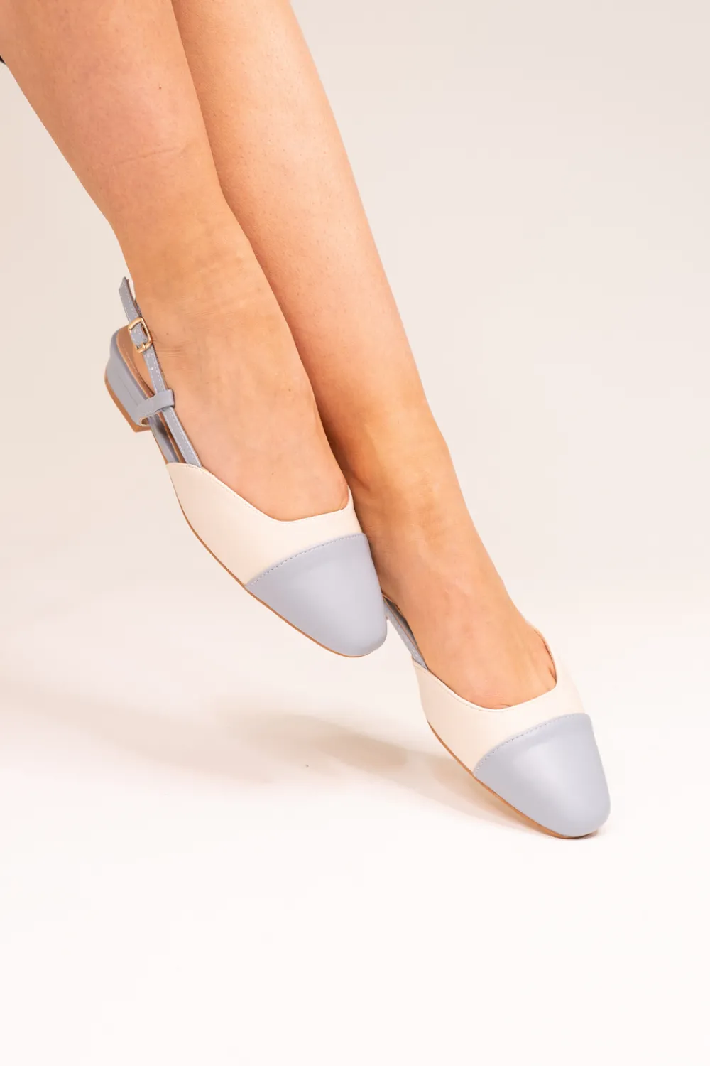 The Walk in Wardrobe Flats|Slingbacks>Lauren Contrast Toe Slingback In Sage Green