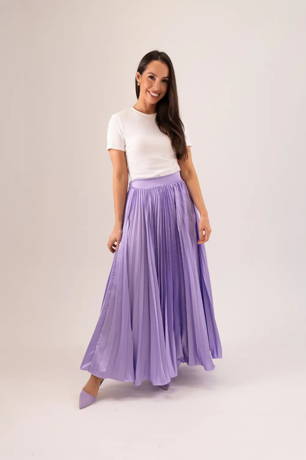 The Walk in Wardrobe Skirts & Skorts>Leah Pleated Maxi Skirt In Lilac