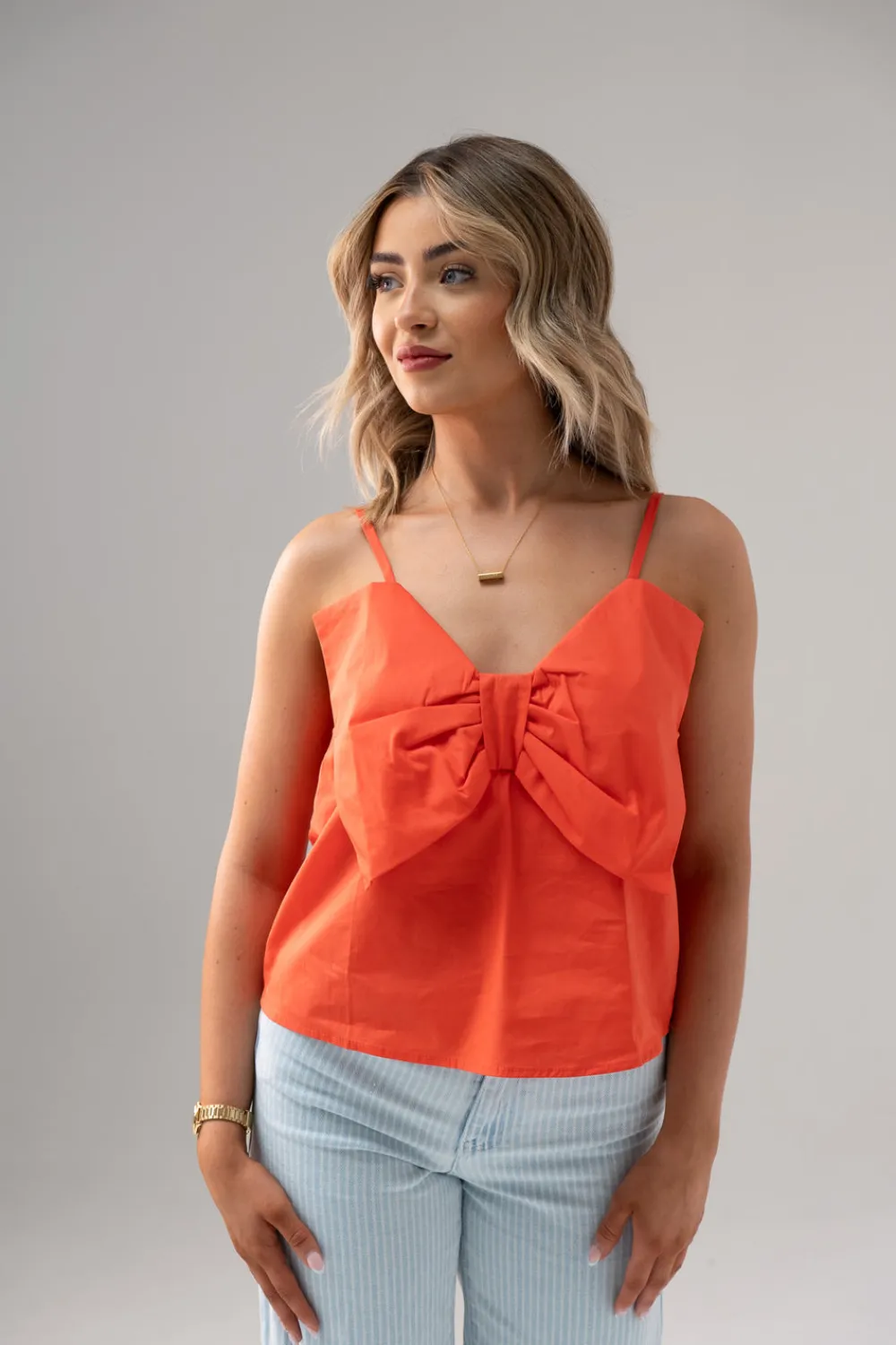 The Walk in Wardrobe Tops>Millie Bow Front Cami In Black