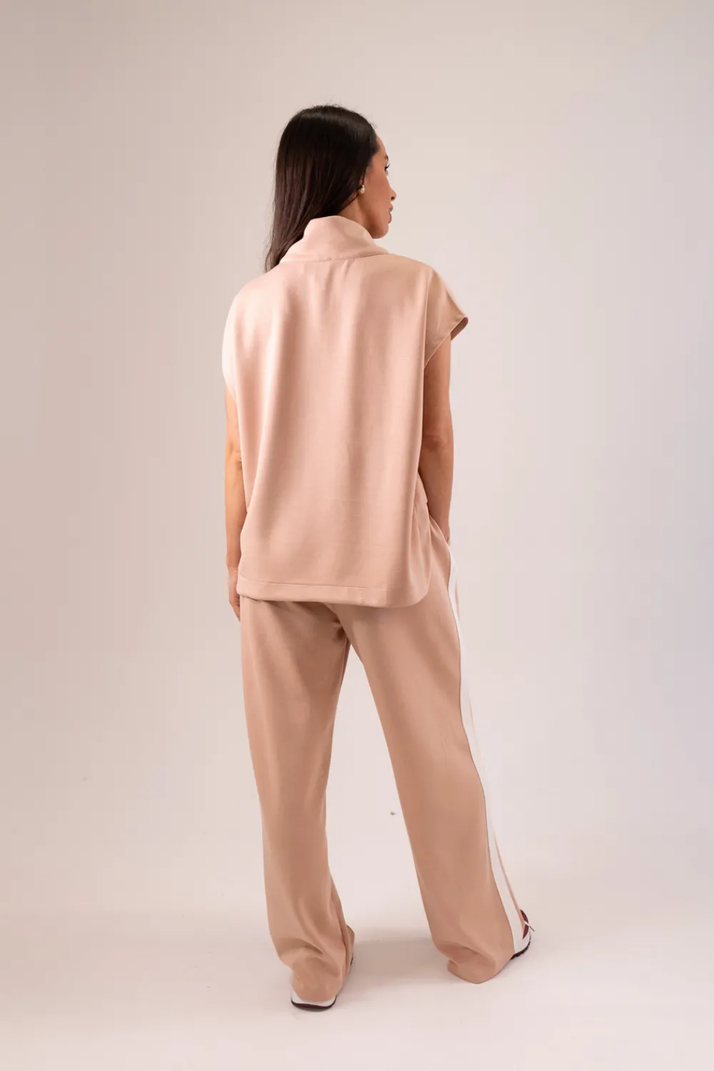 The Walk in Wardrobe Trousers>Millie Contrast Stripe Trousers In Beige