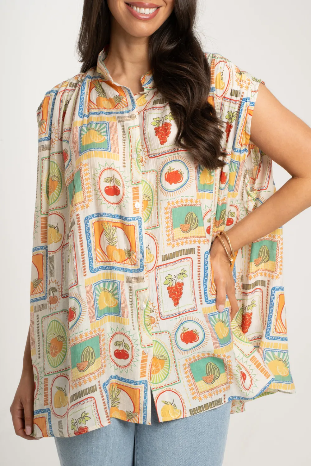The Walk in Wardrobe Shirts>Millie Fruit Print Shirt In Multi