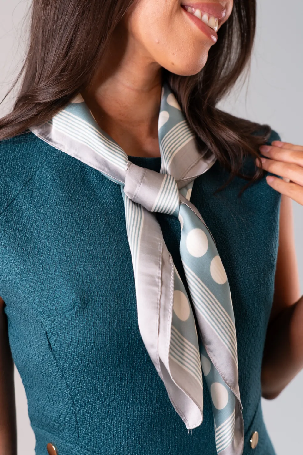 The Walk in Wardrobe Scarves>Polly Spotted Neck Scarf In White