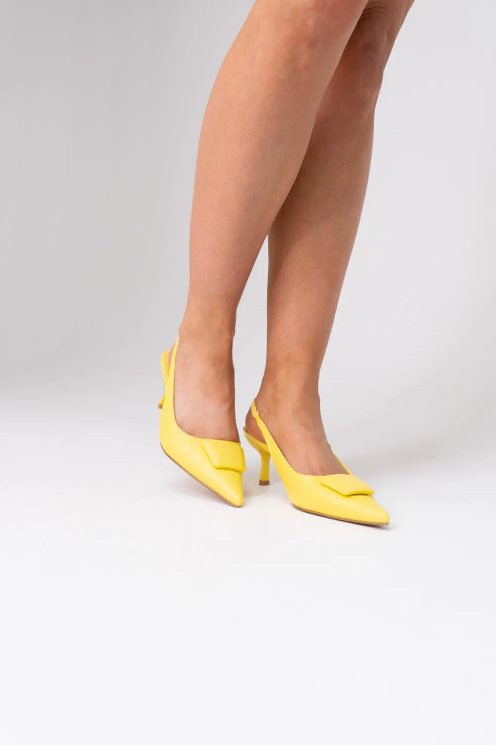 The Walk in Wardrobe Slingbacks>Sadie Faux Croc Slingback In White