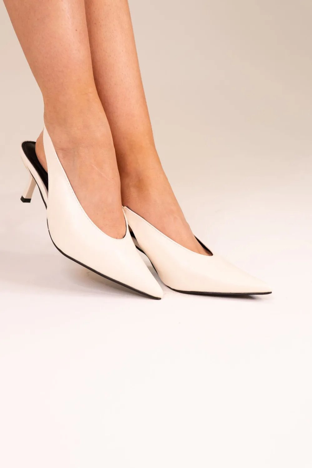 The Walk in Wardrobe Slingbacks|Heels>Sadie Faux Leather Slingback In Beige